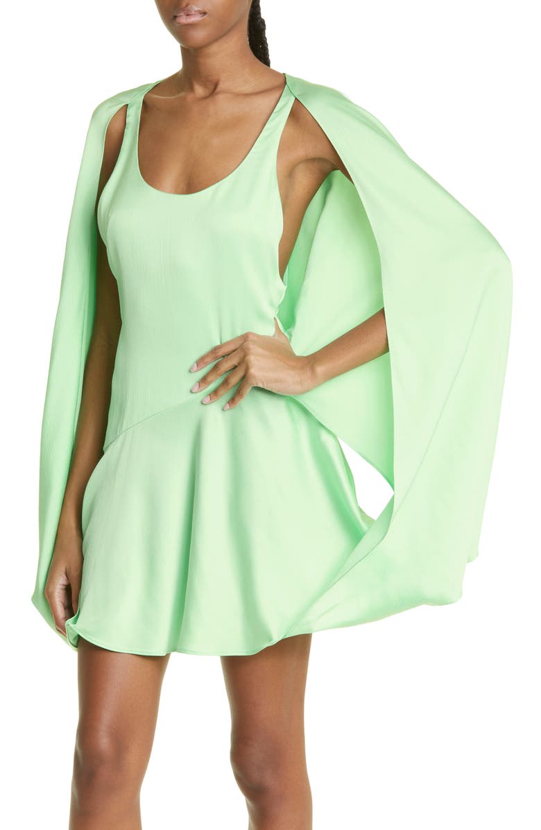 Stella McCartney Cape Detail Stretch Satin Minidress, Alternate, color, 