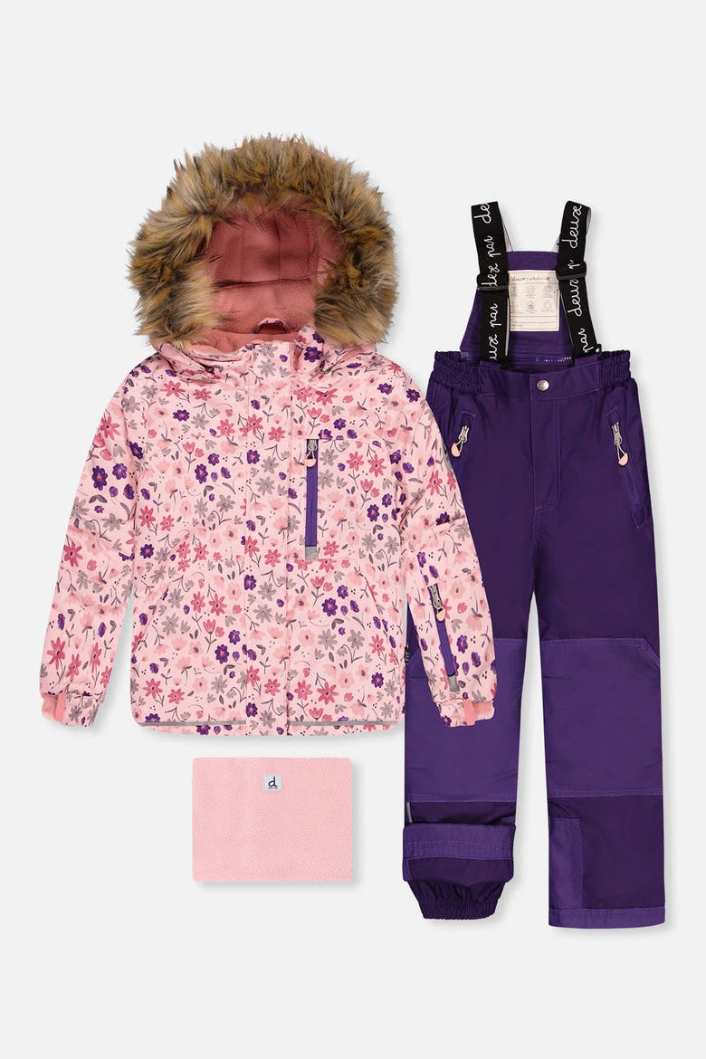 Play Mini Flower Jacket & Pants Two Piece Snowsuit, Main, color, Pink Mini Flower Print