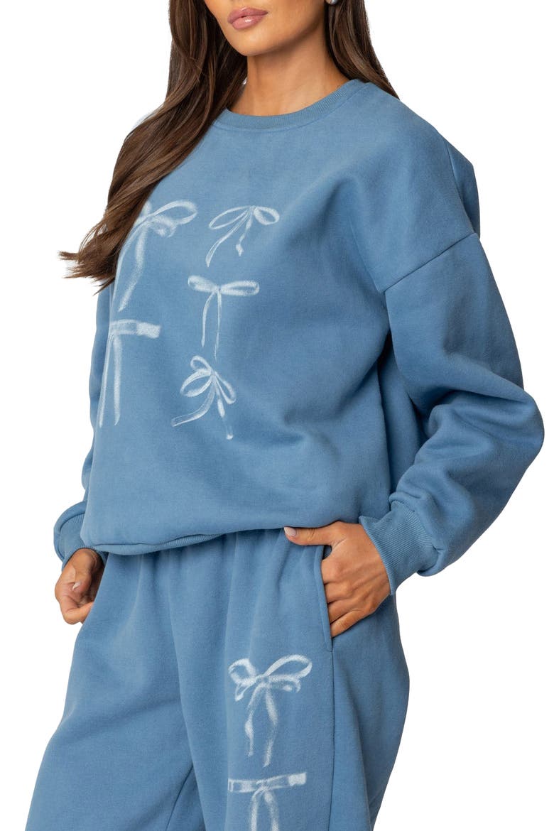 Bow Bliss Oversized Sweatshirt, Alternate, color, BLUE