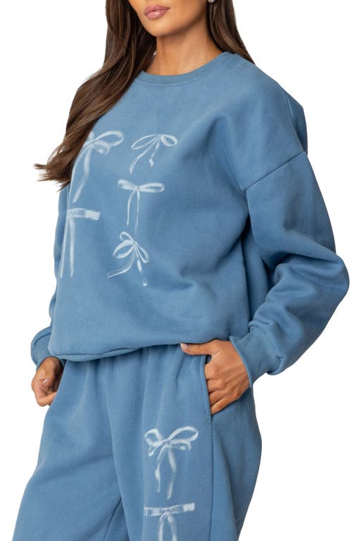 Edikted Bow Bliss Oversized Sweatshirt In Blue