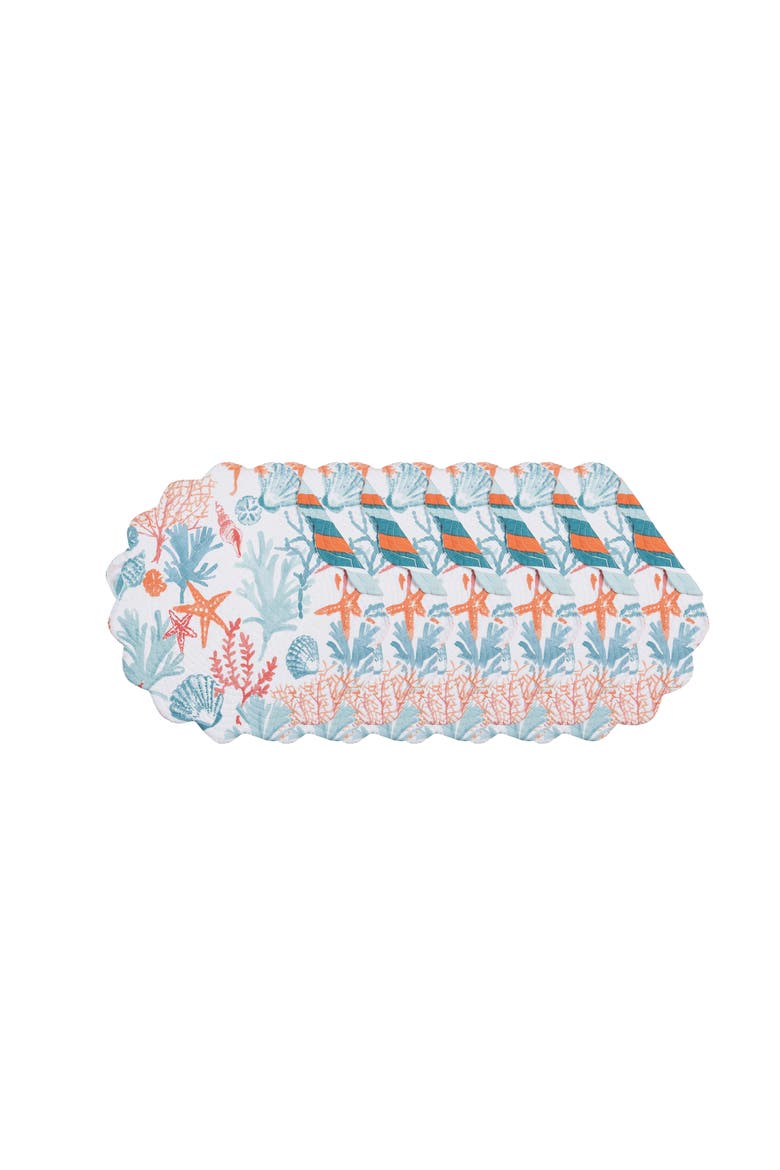 Tangerine Coast Placemats Set of 6, 17", Alternate, color, Blue