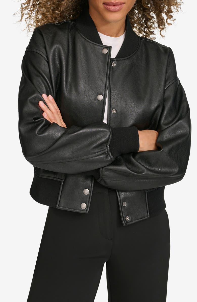 Levi's Relaxed Faux Leather Bomber Jacket, Alternate, color, Black
