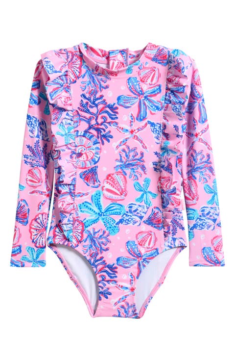 Kids' Coral Sea Long Sleeve UPF 50+ One-Piece Rashguard Swimsuit (Toddler, Little Kid & Big Kid)