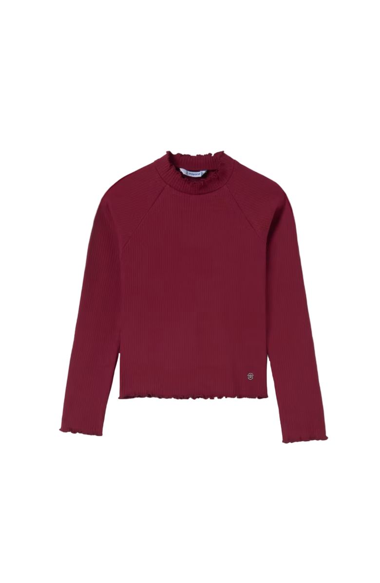 Mayoral Ribbed Turtleneck, Main, color, Burgundy