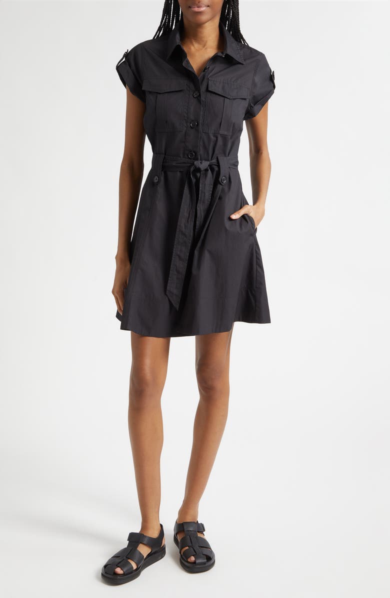 Derek Lam 10 Crosby Azora Poplin Shirtdress, Main, color, Black