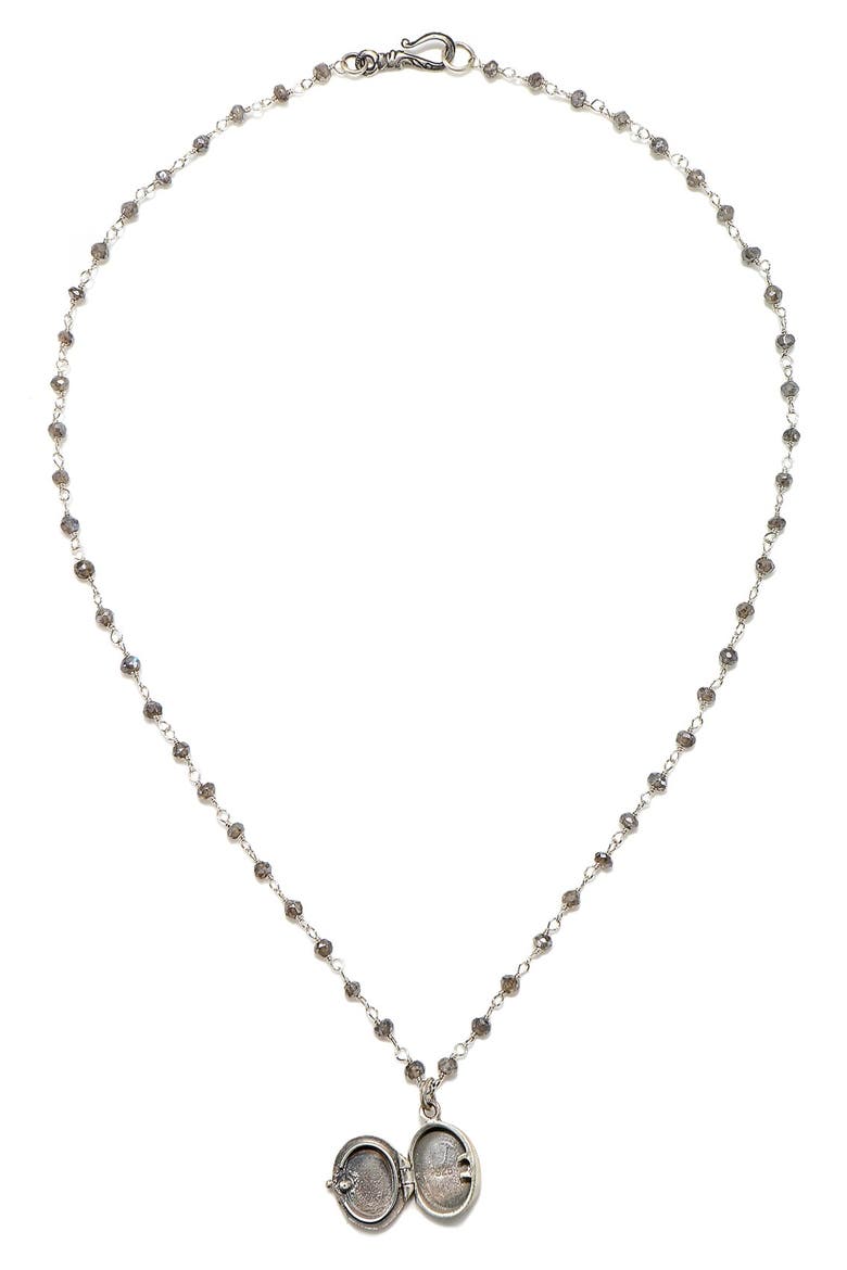 'Lotus Flower' Beaded Pendant Necklace, Alternate, color, SILVER
