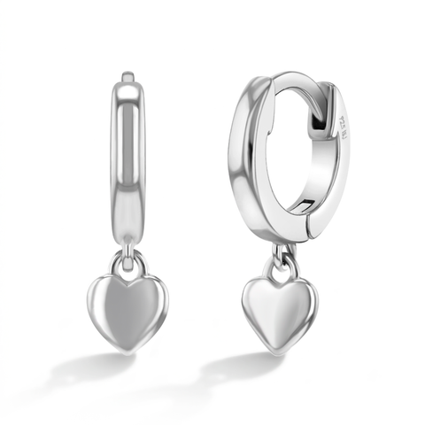 Puffed Dangle Heart Girl Hoops