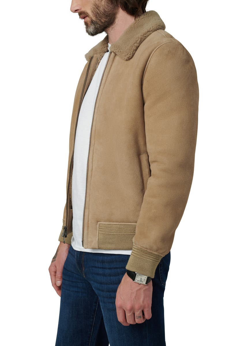 Joe's Genuine Shearling Trim Suede Flight Jacket, Alternate, color, Mushroom