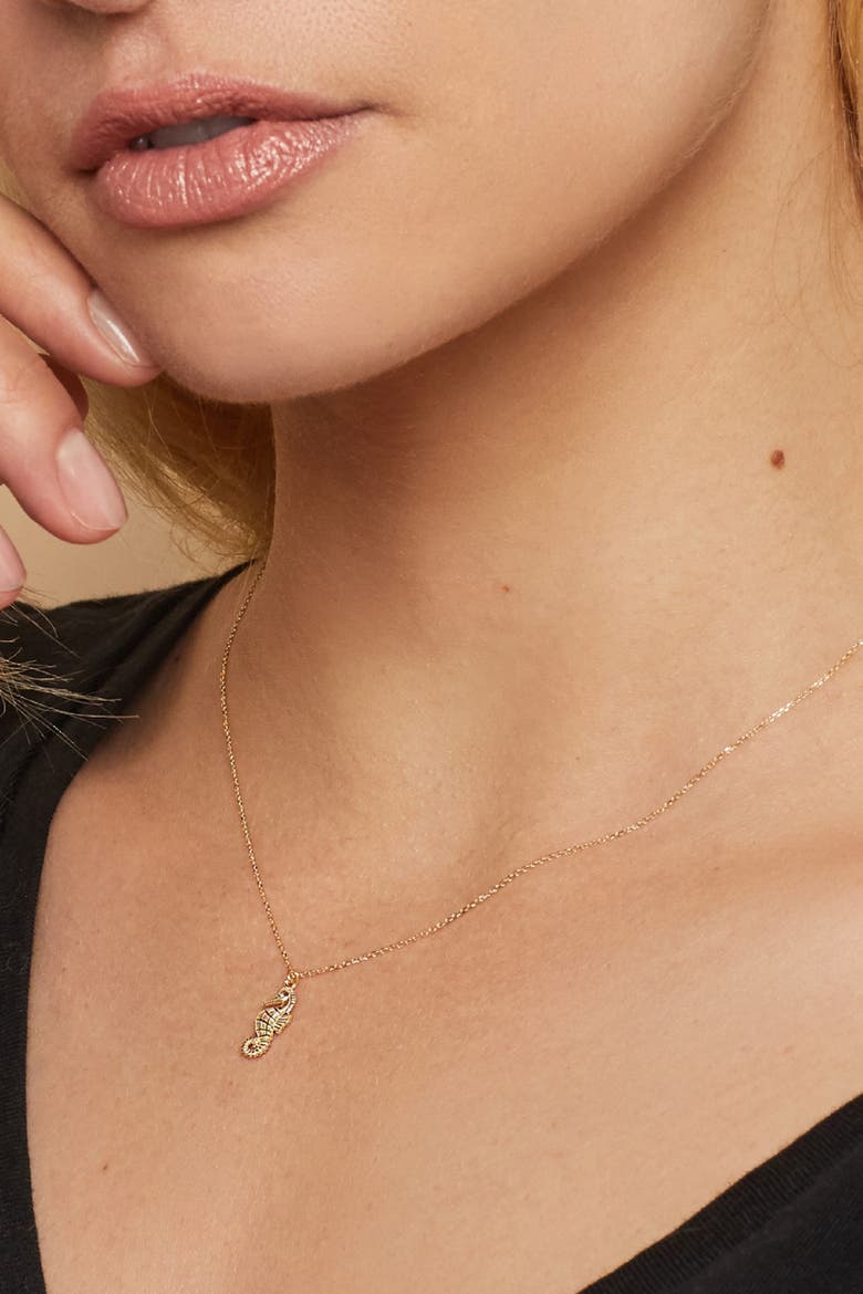 14K Yellow Gold Seahorse Pendant Necklace, Alternate, color, Yellow Gold