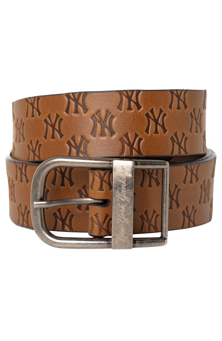 LUSSO Men's Lusso Brown New York Yankees Saul Belt, Alternate, color,
