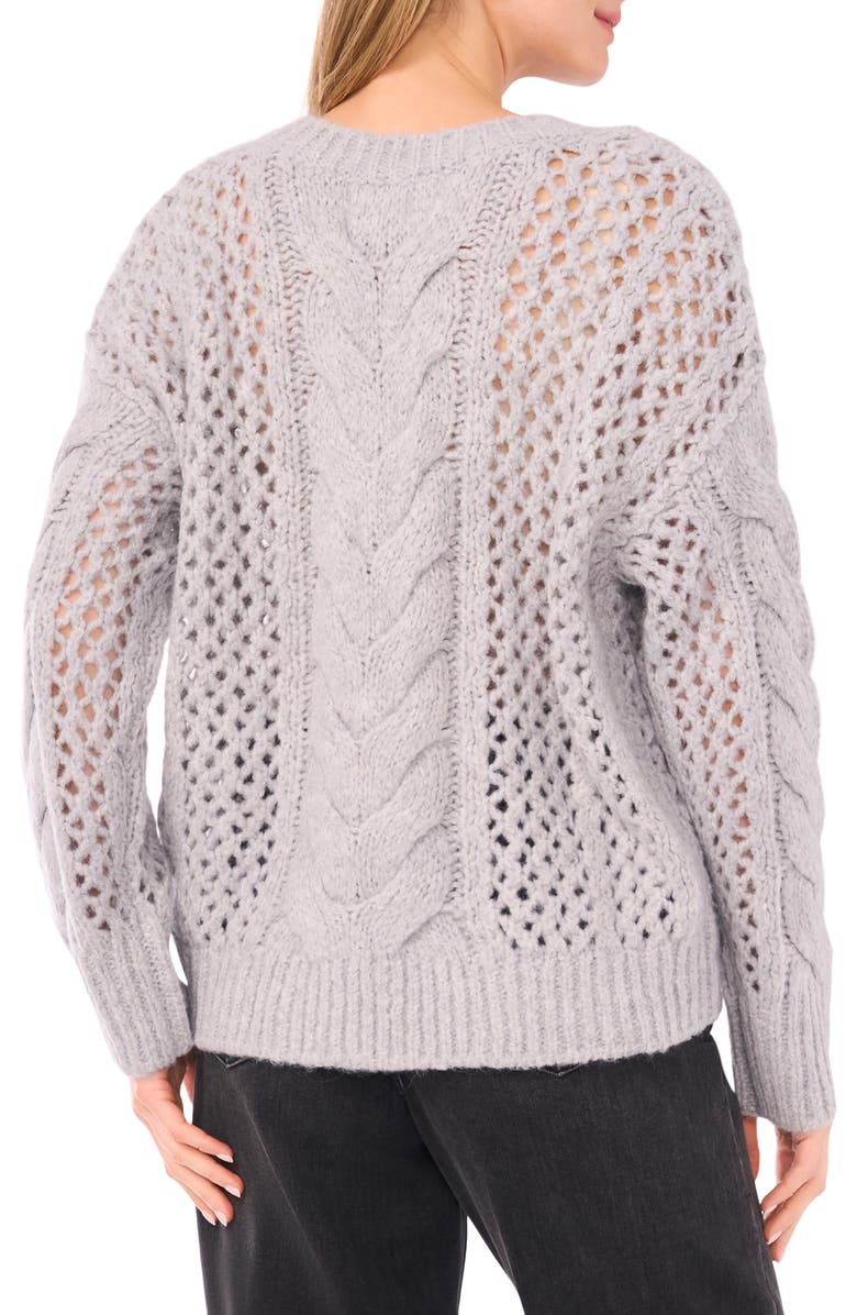 Parker Cable Stitch V-Neck Sweater, Alternate, color, Light Heather