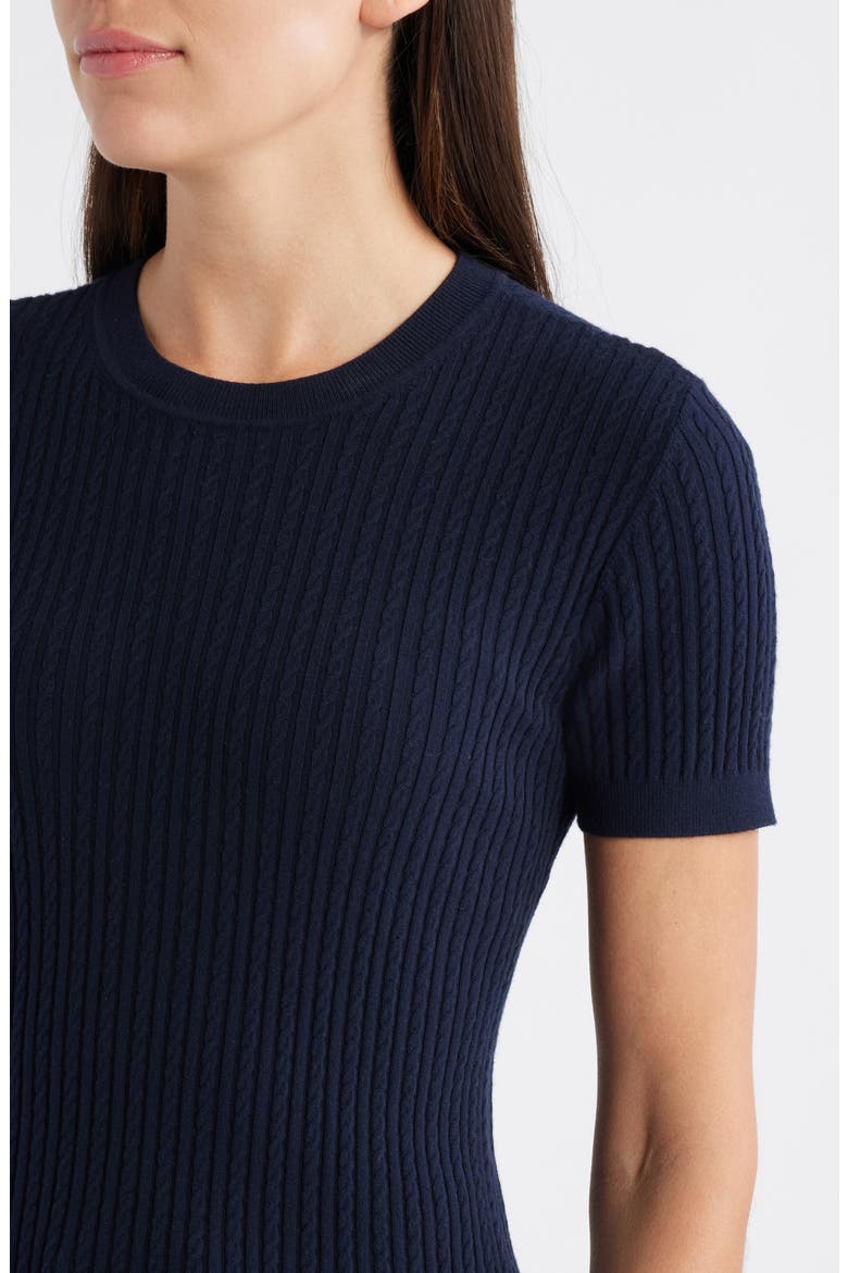 The Fine Cable Knit Top, Alternate, color, NAVY