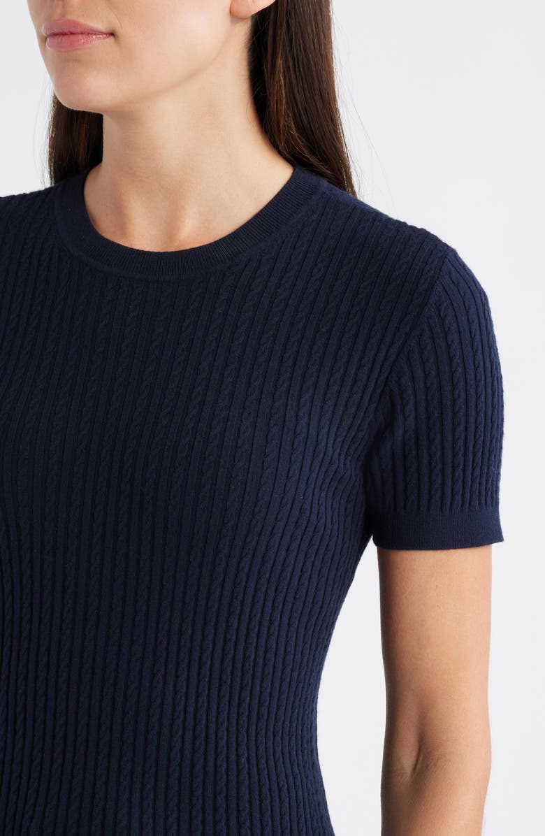 FRAME The Fine Cable Knit Top, Alternate, color, Navy