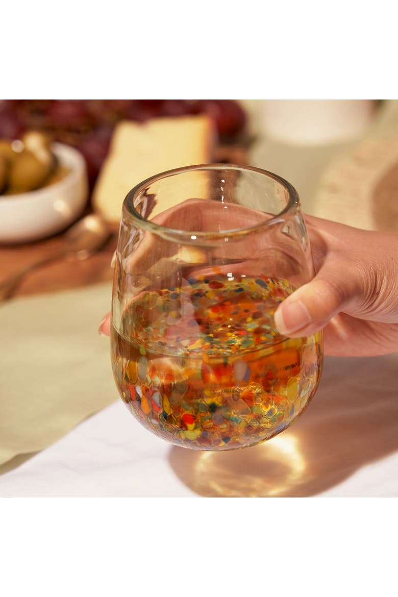 Segunda Vida Artistico Recycled Stemless Wine Glasses Set of 2, Alternate, color, Multicolor