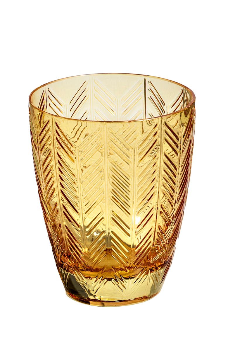 Water Glass ZIG ZAG Set of 6  Amber 11.8 oz, diam. 3.3", H 4", Main, color, Amber