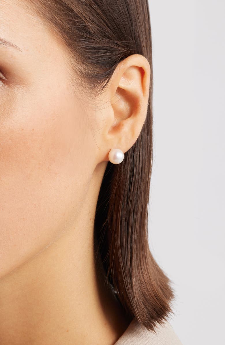 Nordstrom Freshwater Pearl Stud Earrings, Alternate, color, White- 14K White Gold