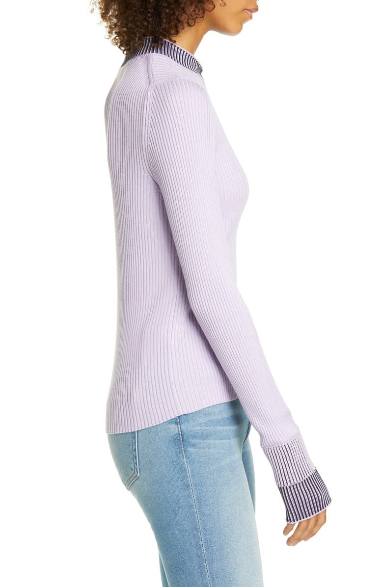 Maison Margiela Contrast Rib Cotton Blend Sweater, Alternate, color, 