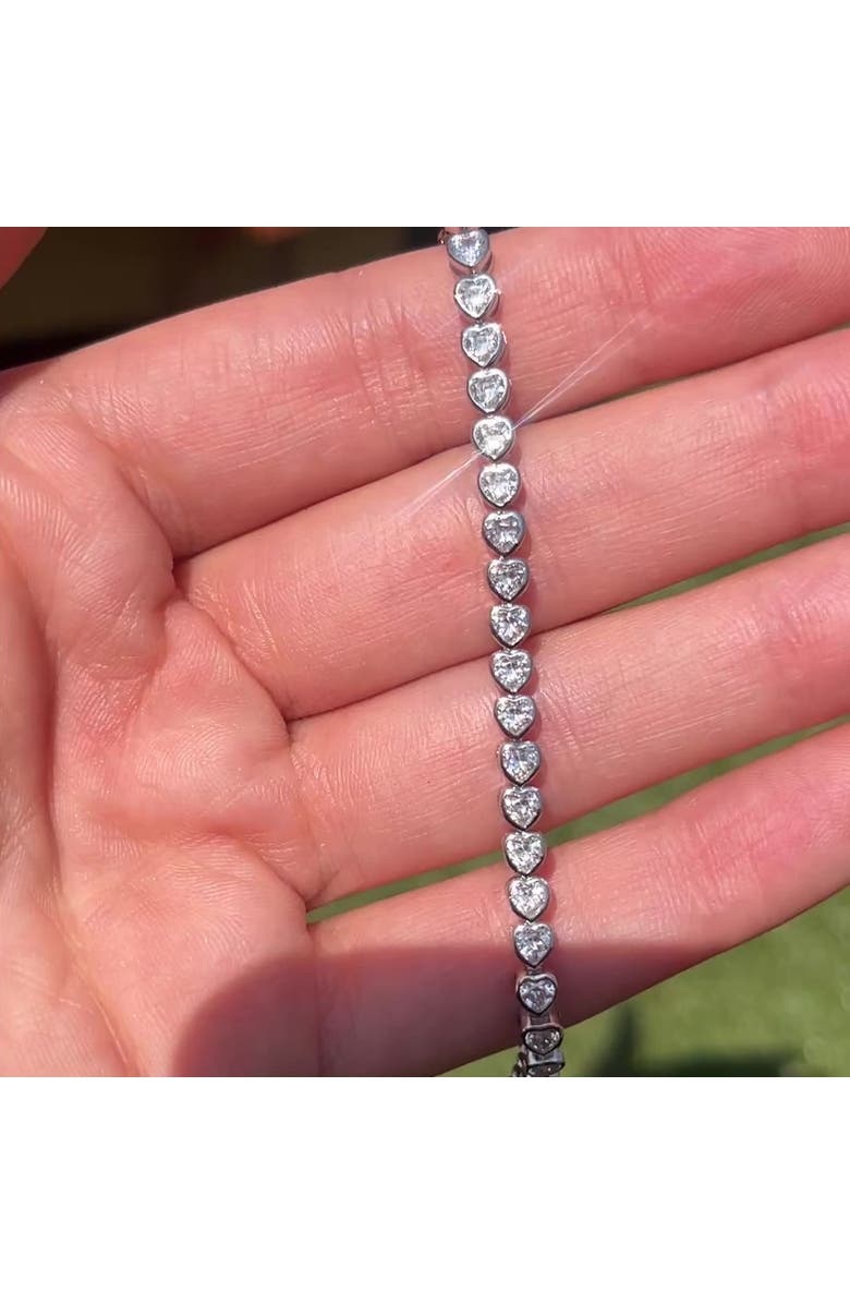 Leni James The Marie Heart Bezel Tennis Bracelet, Alternate, color, Silver