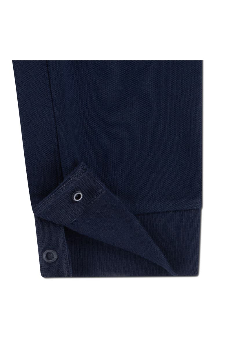 Lacoste Polo Collar Stretch Cotton Piqué Romper, Alternate, color, Marine