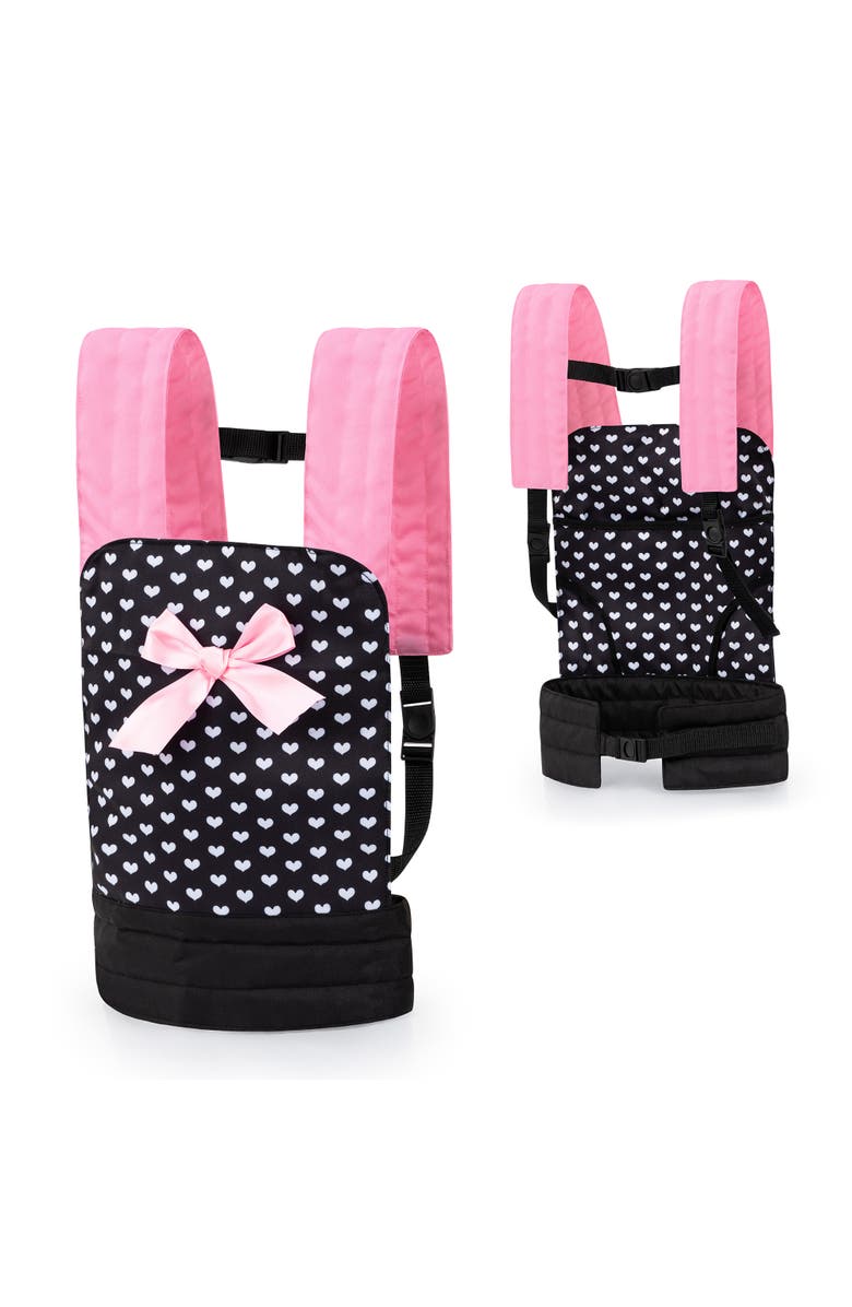 Bayer Design Carrier, Black, Pink, Hearts for Carrying Dolls Up to 18 Inch, Main, color,