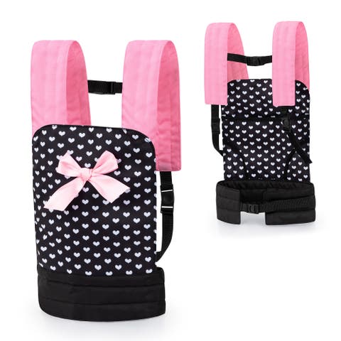 Carrier, Black, Pink, Hearts for Carrying Dolls Up to 18 Inch