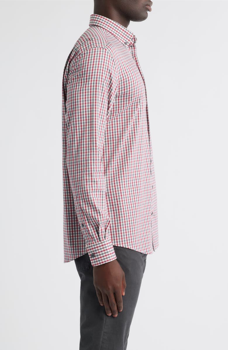 johnnie-O Kirtland Check Stretch Button-Down Shirt, Alternate, color, Malibu Red