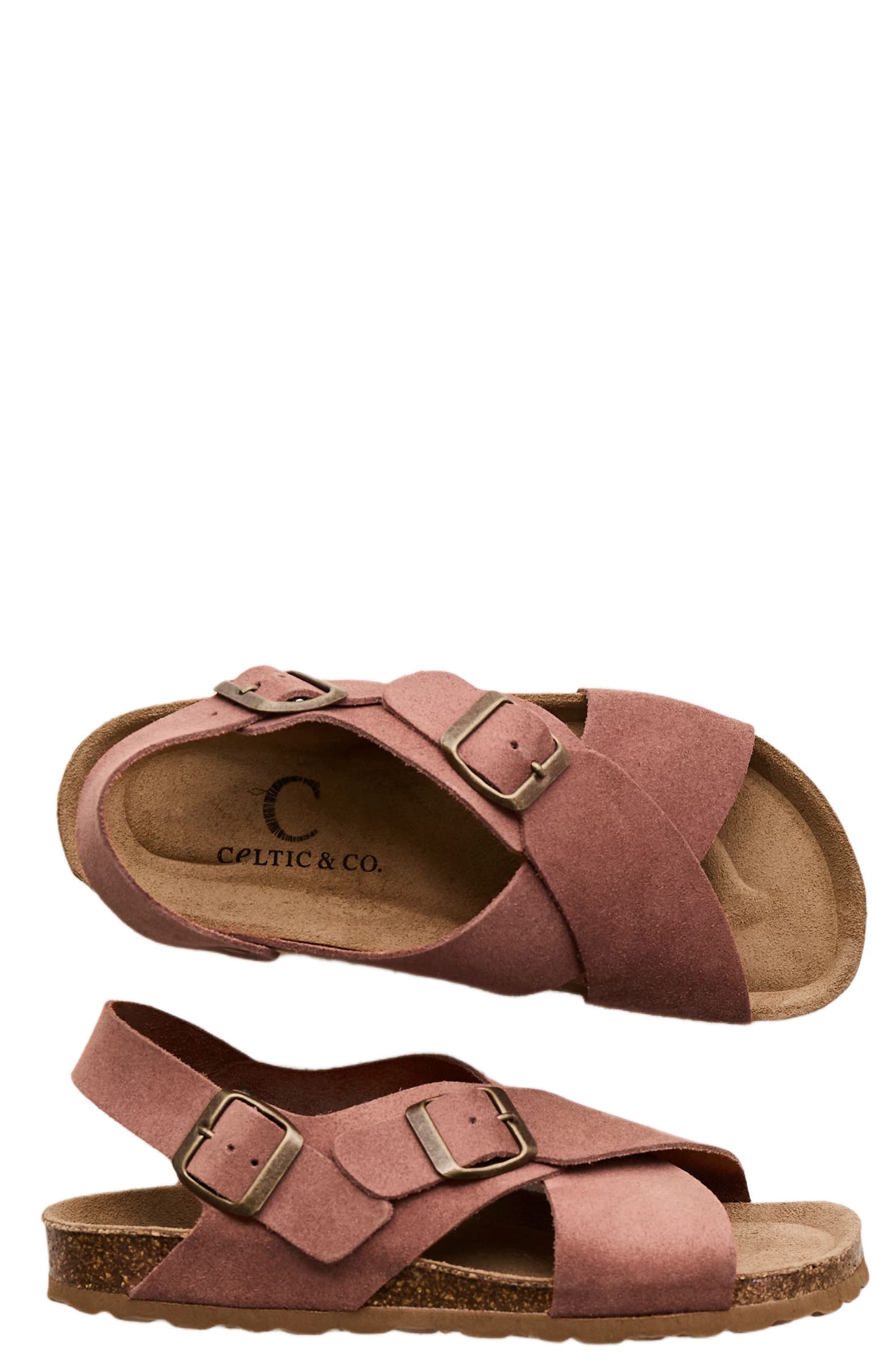 Celtic & Co. Crossover Buckle Sandal, Alternate, color, Terracotta