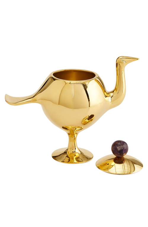 Jonathan Adler Brass Bird Box In Gold