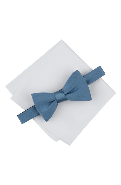 Textured Satin Bow Tie & Pocket Square Set