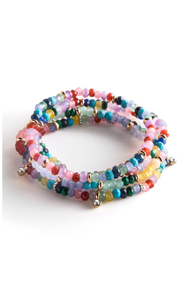 Indya Semi-Precious Layered Bracelet Set, Main, color, MULTI