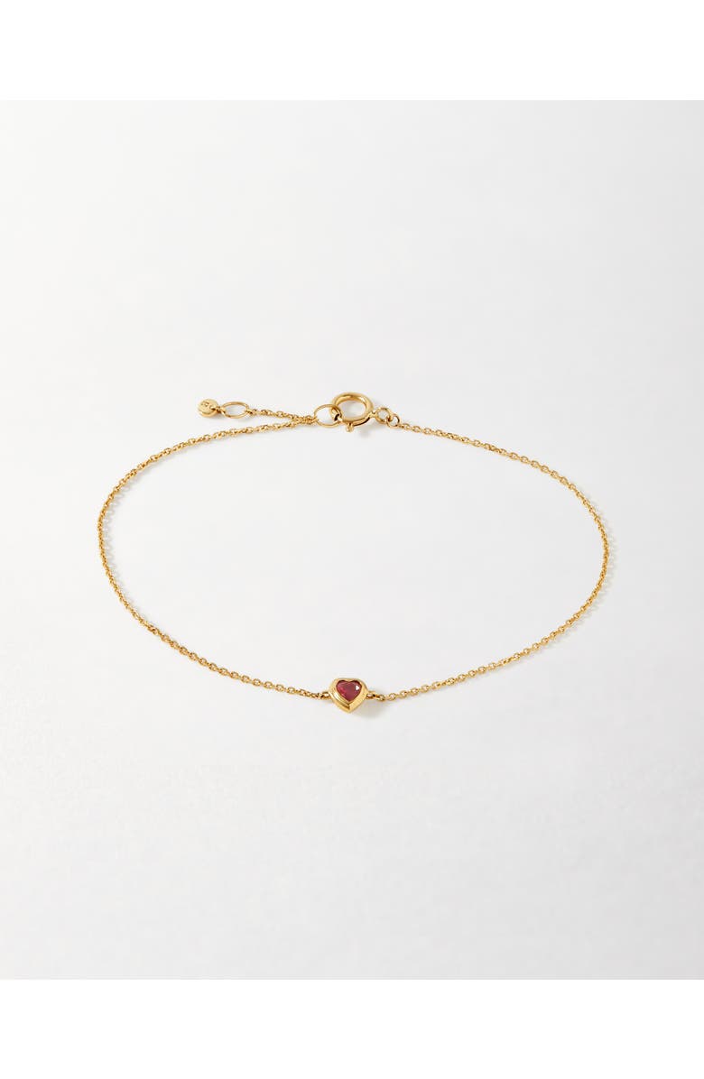 Edge of Ember Solid Gold Heart Ruby Bracelet, Main, color, Metallic Gold