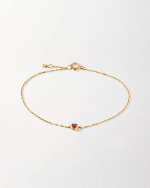 Solid Gold Heart Ruby Bracelet