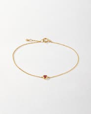 Edge of Ember Solid Gold Heart Ruby Bracelet