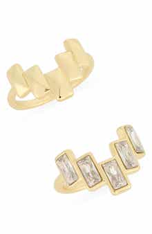 Covet Set of 2 Baguette Stud & Cubic Zirconia Rings