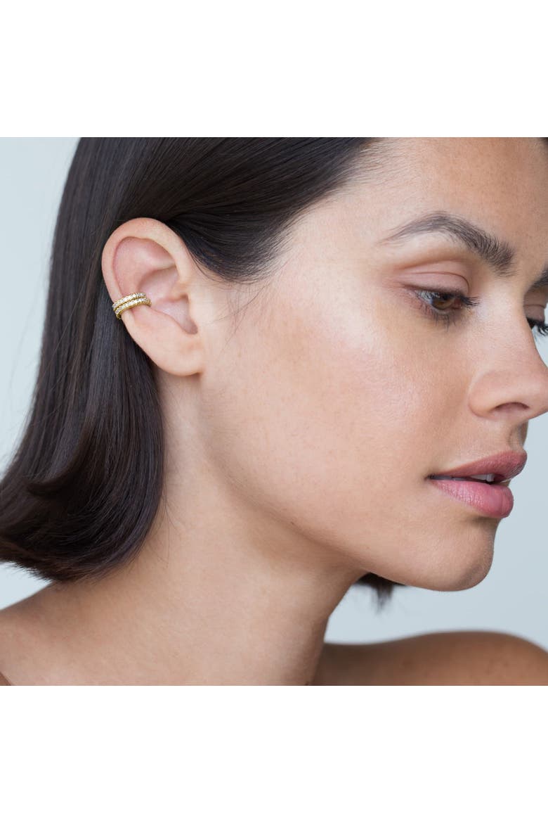 Pavé Gold Ear Cuff, Alternate, color, Gold