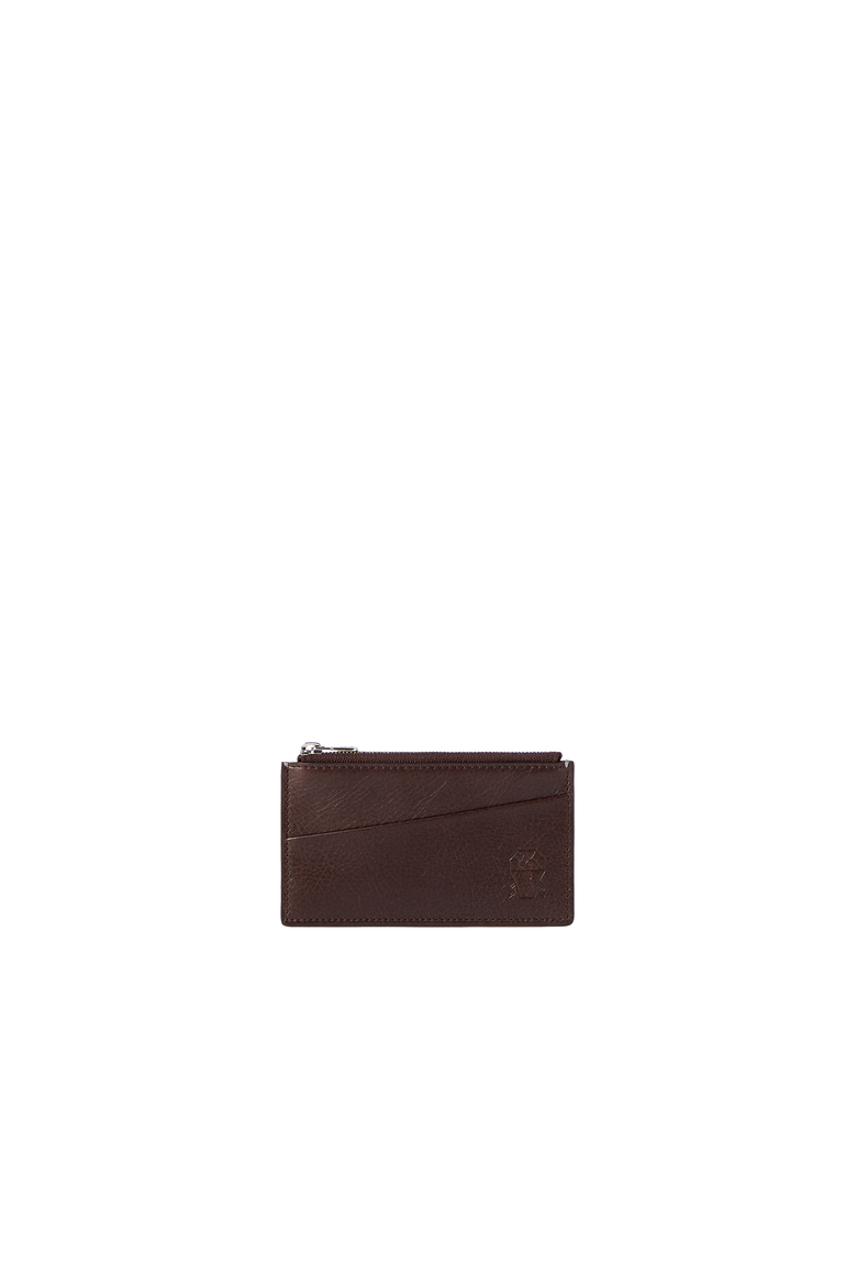 Grained leather travel pochette, Alternate, color, Brown