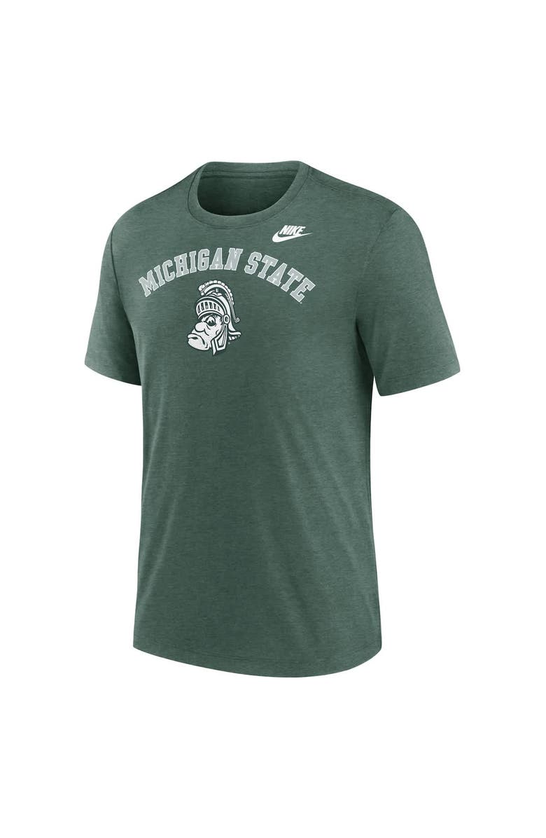 Nike Men's Nike Heather Green Michigan State Spartans Legacy Arch Tri-Blend T-Shirt, Alternate, color, Heather Green