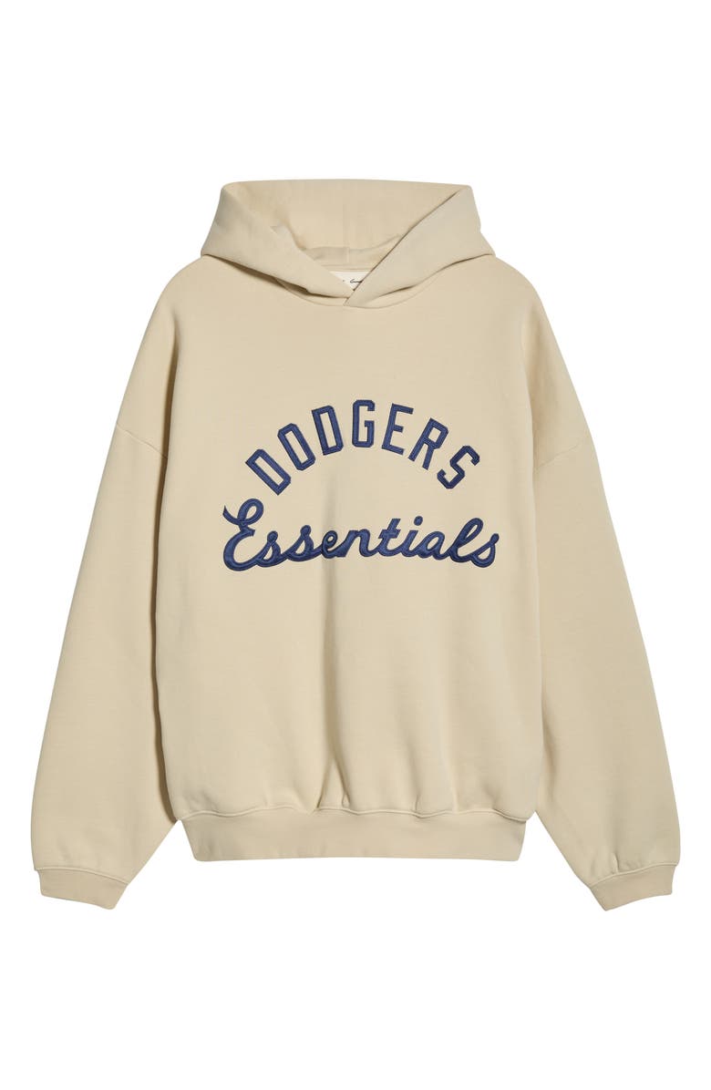 Fear of God Essentials x MLB Dodgers Sport Cotton Blend Graphic Hoodie, Main, color, Oat