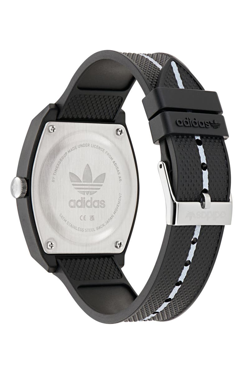 adidas AO Street Project 2 Graphic Dial Resin Strap Watch, 38mm, Alternate, color, Black