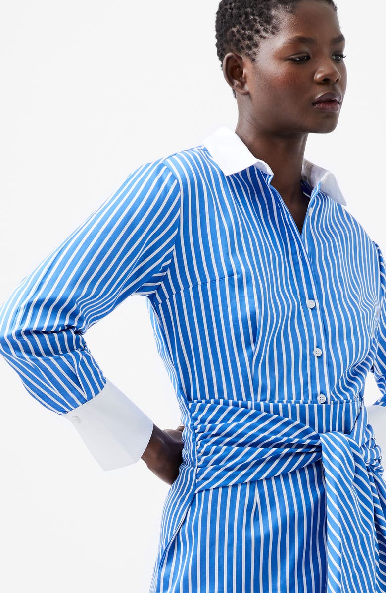 French Connection Alexis Stripe Belted Long Sleeve Tie Waist Cotton Shirtdress, Alternate, color, 