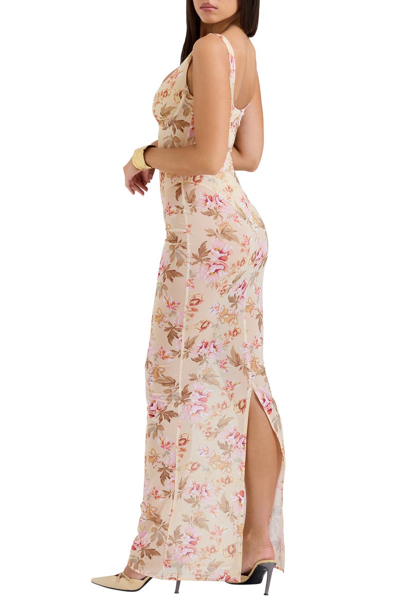 Robina Floral Bustier Bodice Gown, Alternate, color, SUN BLEACHED
