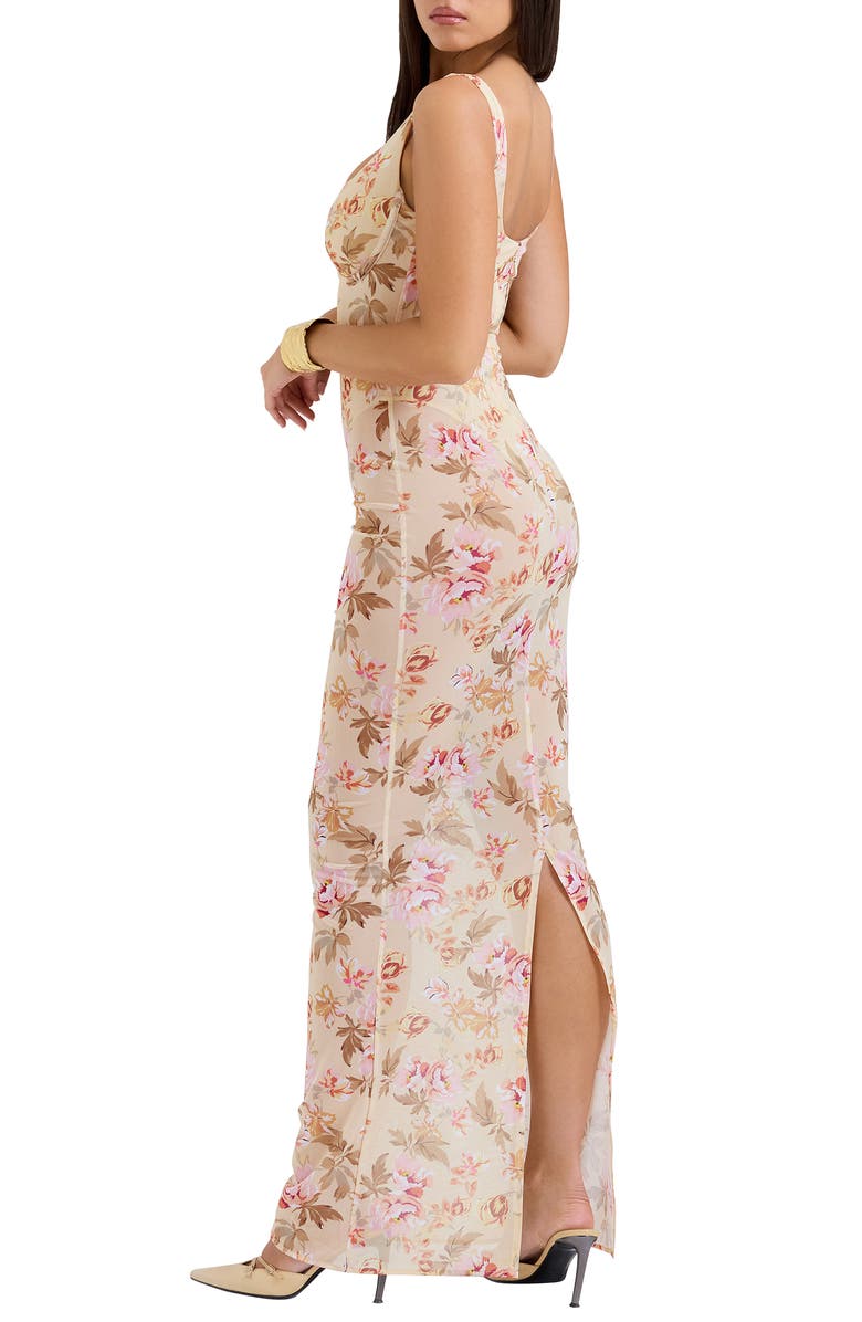 HOUSE OF CB Robina Floral Bustier Bodice Gown, Alternate, color, Sun Bleached
