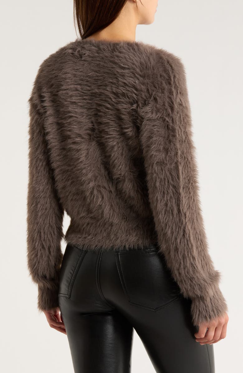 INTERNATIONAL DESIGNER V-Neck Faux Fur Cardigan, Alternate, color, 