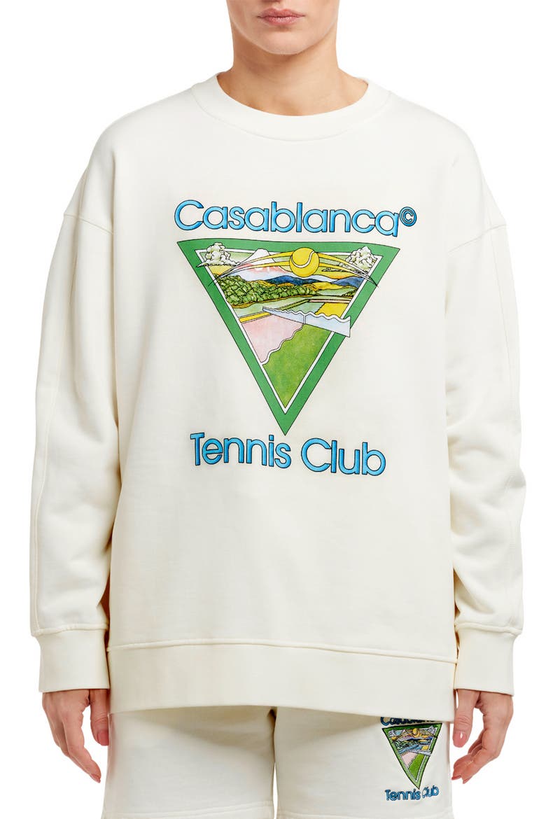 Tennis Club Icon Organic Cotton Sweatshirt, Main, color, CASABLANCA TENNIS CLUB ICON