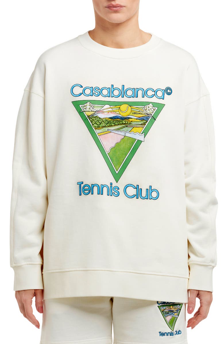 Casablanca Tennis Club Icon Organic Cotton Sweatshirt, Main, color, 