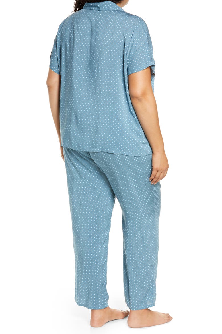 Bridgette Woven Two-Piece Pajama Set, Alternate, color, BLUE STONE DAINTY DIAMOND