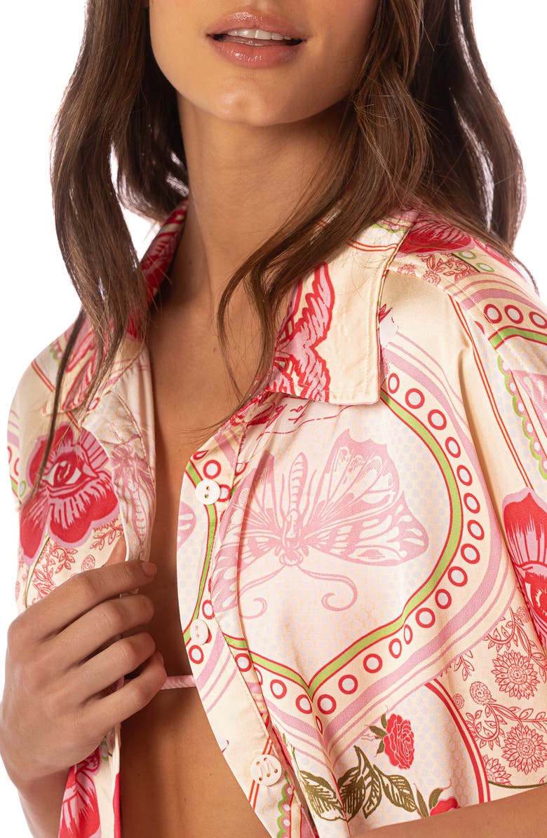 Maaji Dreambound High-Low Cover-Up Shirt, Alternate, color, Pastel Red