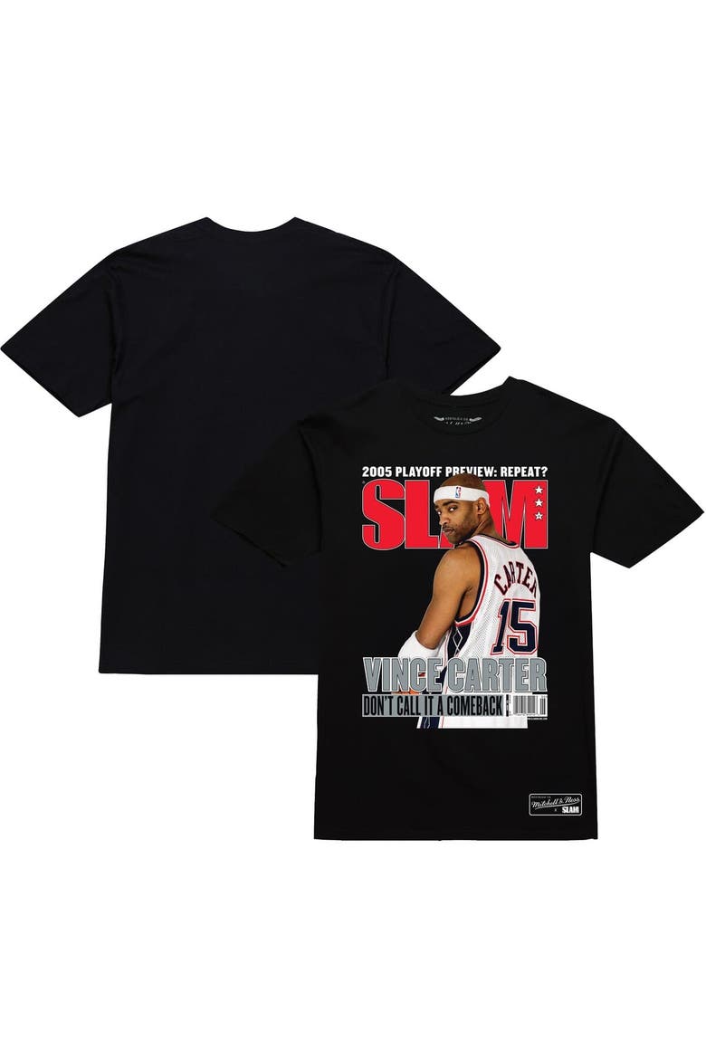 Unisex Mitchell & Ness Vince Carter Black New Jersey Nets Don't Call It A Comeback SLAM Cover T-Shirt, Main, color, Black