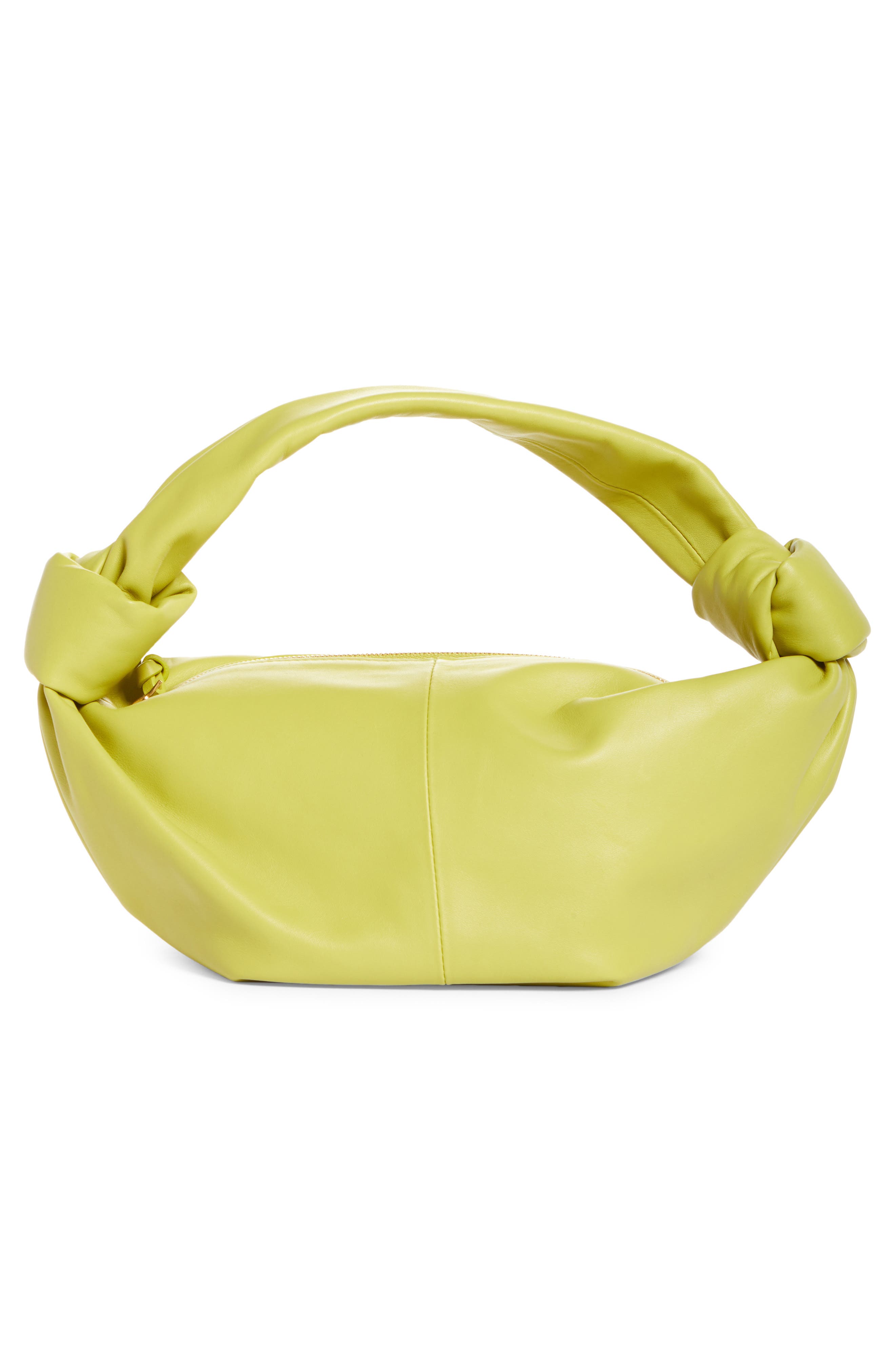 Mini Leather Hobo, Alternate, color, KIWI/ GOLD