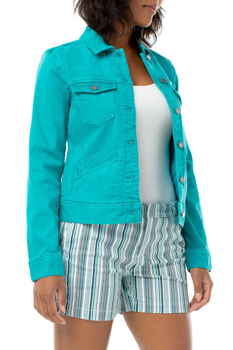 Denim Jacket, Alternate, color, TURQUOISE